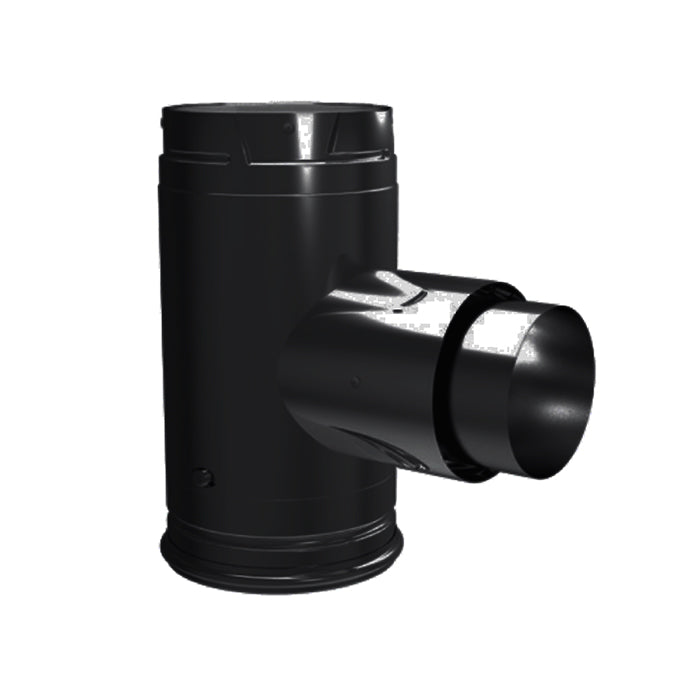 Duravent Pellevent Pro 3" Black Adapter Tee with Clean-Out Tee Cap