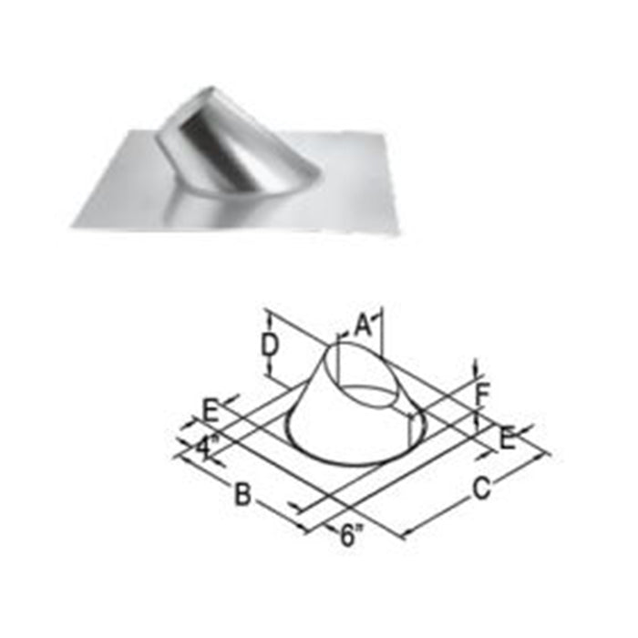 Duravent DirectVent Pro 4" x 6/8" DSA Roof Flashing, 7/12-12/12