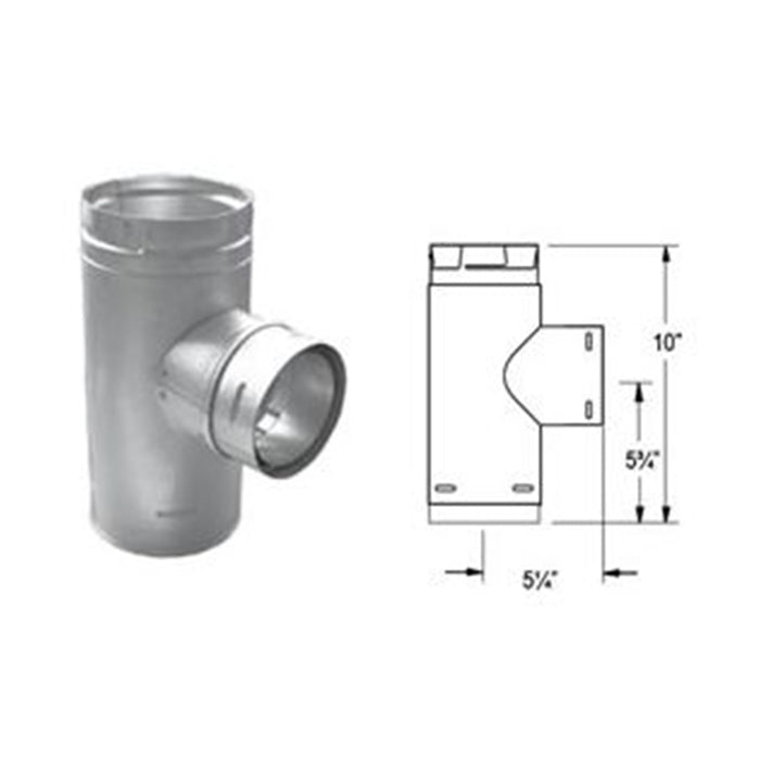 Duravent Pellevent Pro 4" Black Increaser Tee with Clean-Out Tee Cap