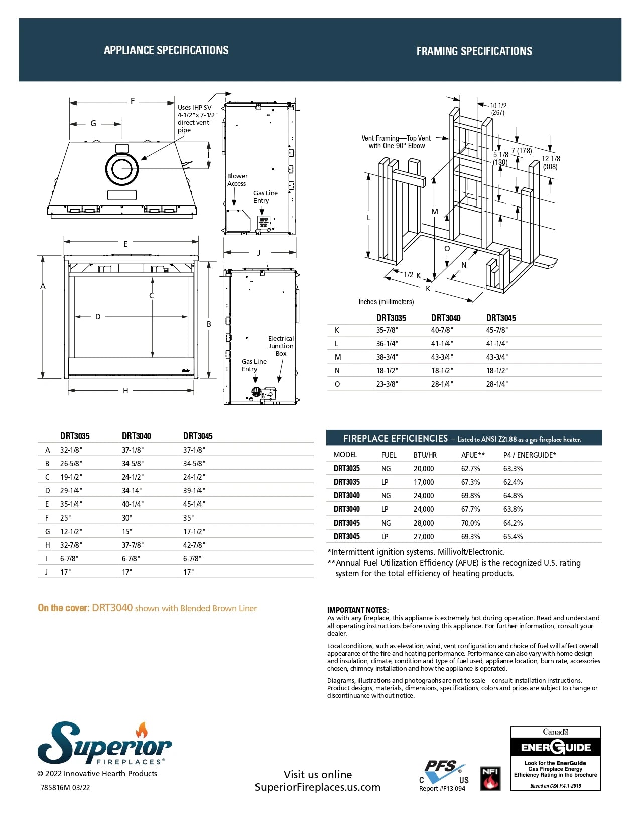 Superior DRT3045 Direct Vent Gas Fireplace - 45"