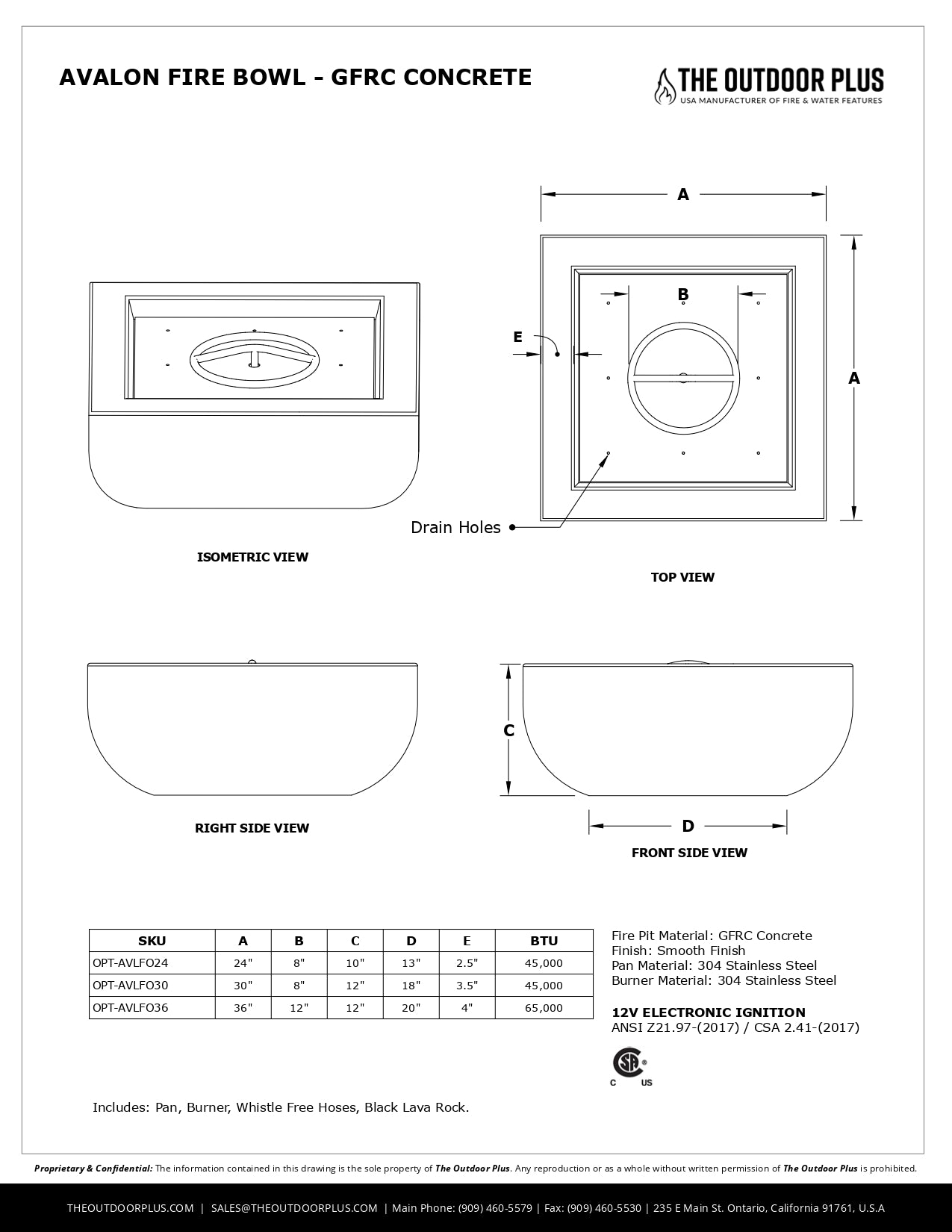 Outdoor Plus Avalon Fire Bowl - Concrete