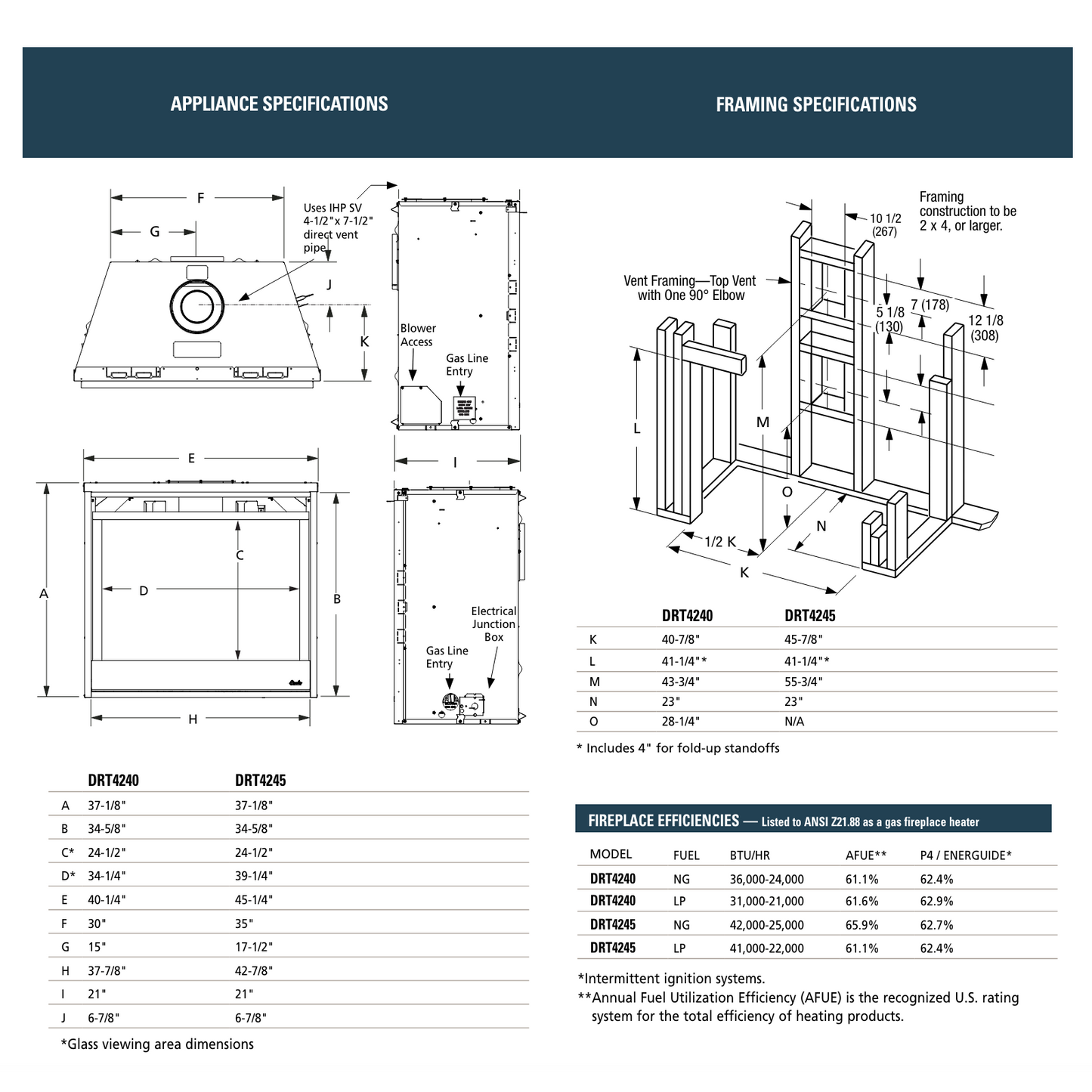 Superior DRT4245 Direct Vent Gas Fireplace - 45"