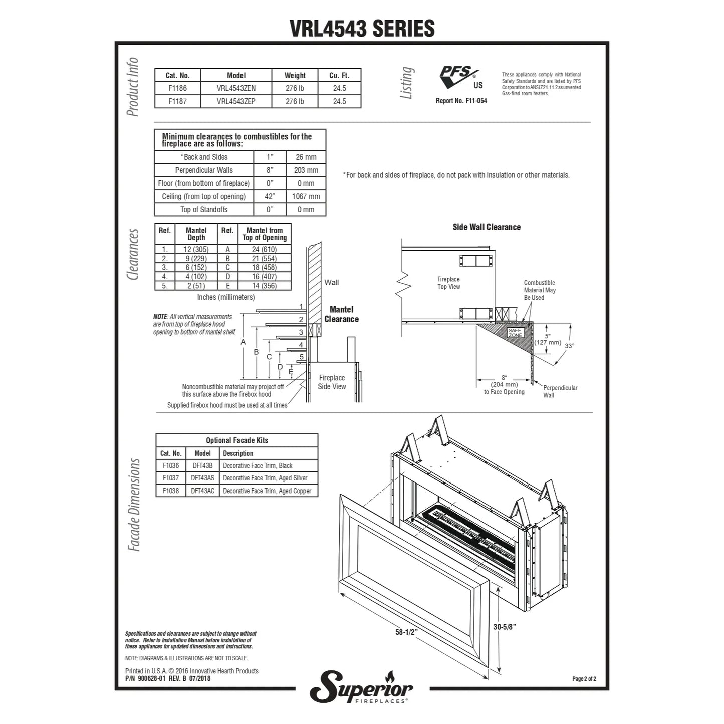 Superior VRL4543 Linear Ventless Gas Fireplace - 43"