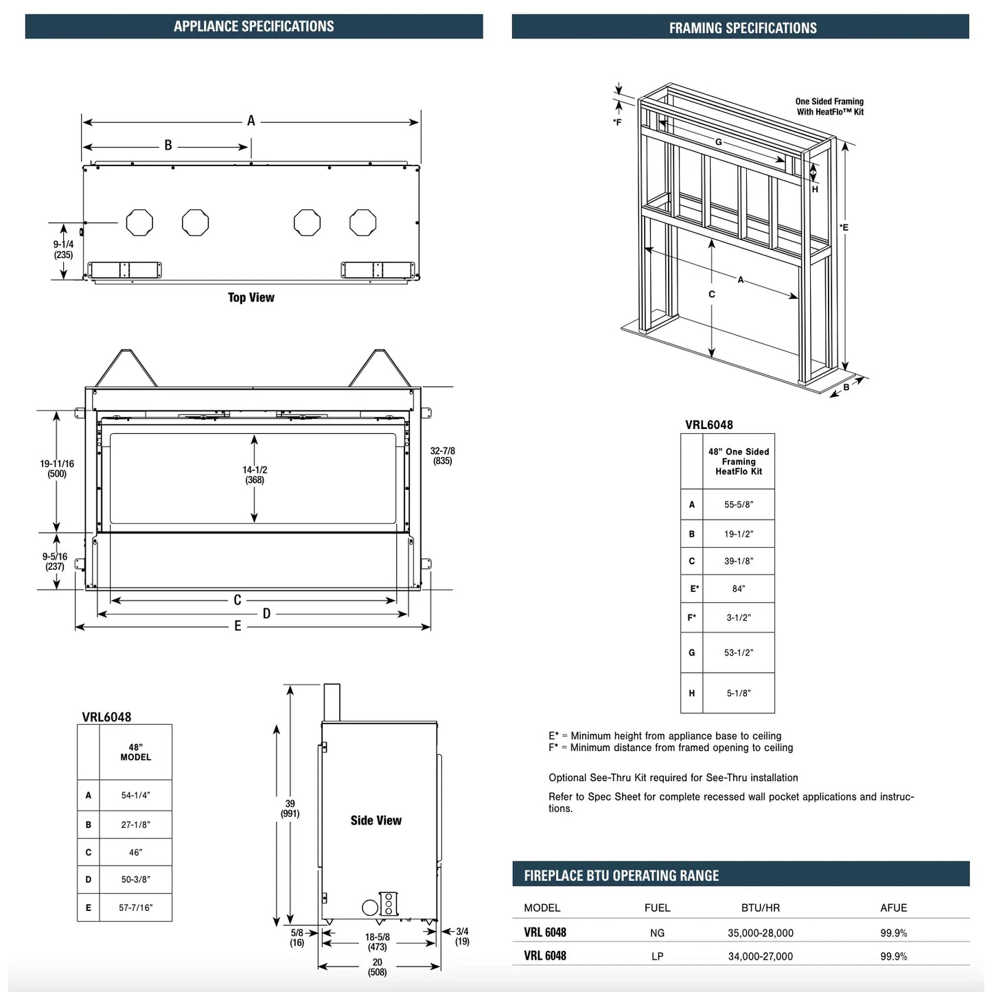 Superior VRL6048 Linear Ventless Gas Fireplace - 48"