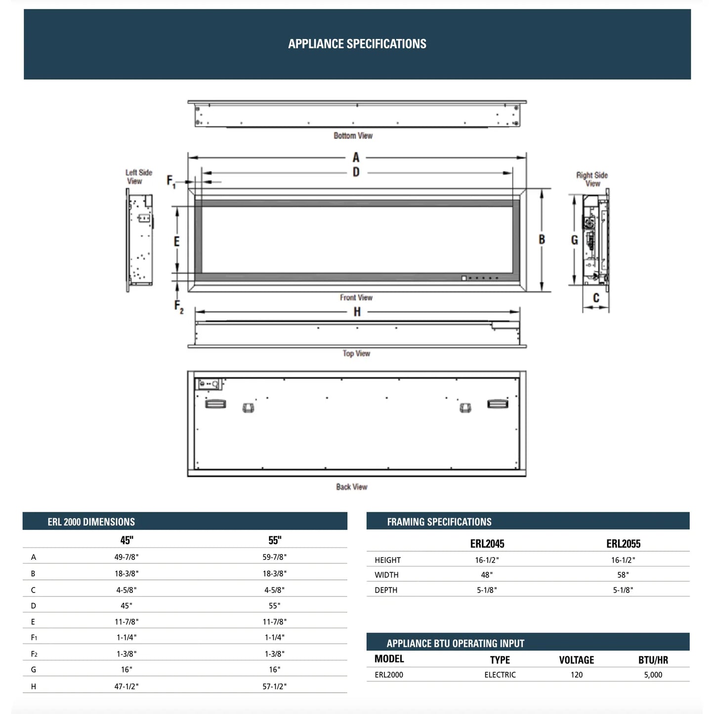 Superior ERL2055 Electric Fireplace - 55"