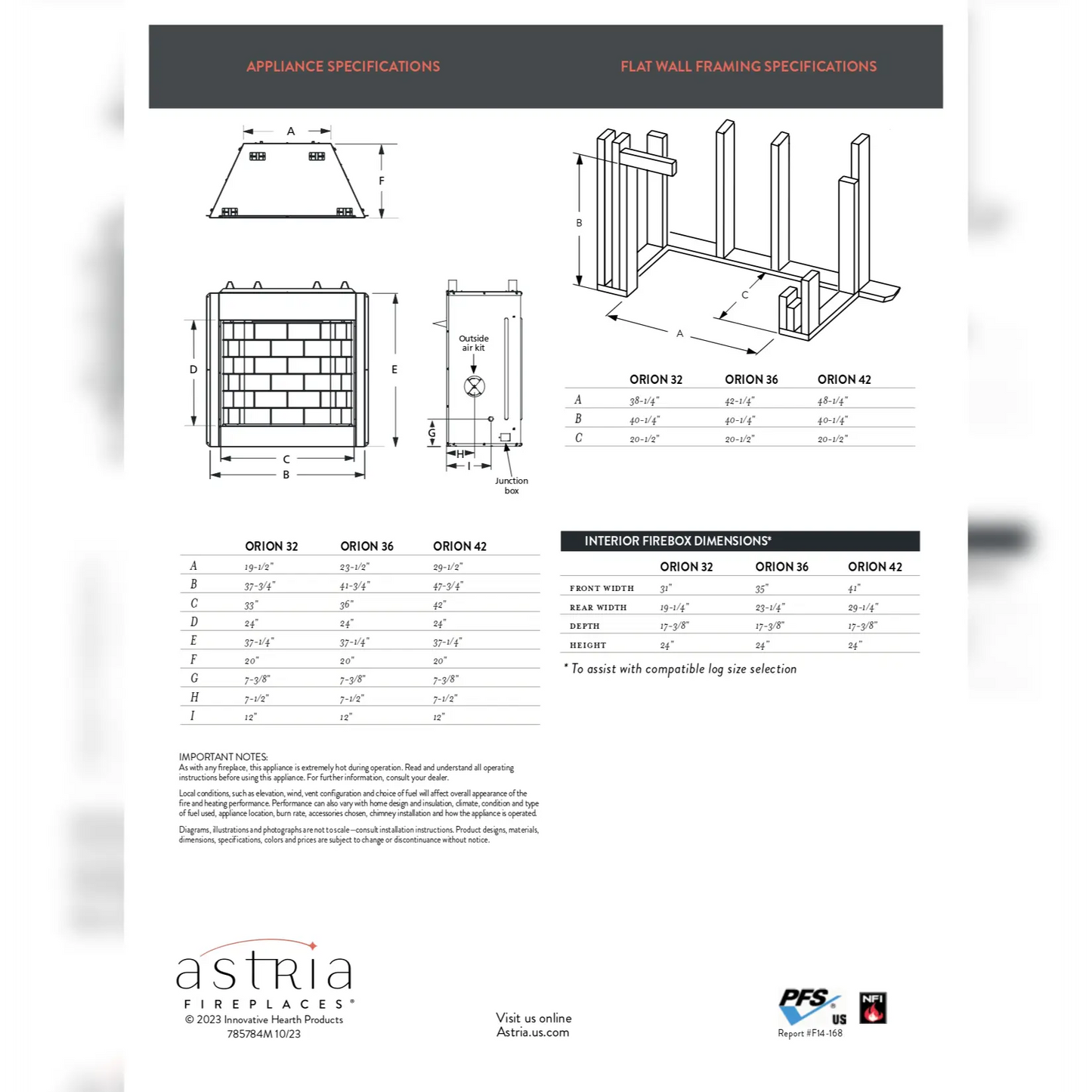 Astria Orion Vent-Free Gas Firebox - 36"