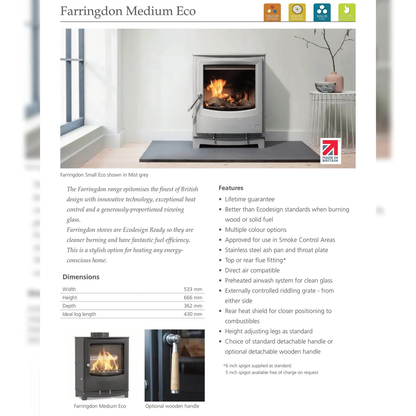Arada Farringdon 1.2 High-Efficiency Wood Burning Stove - AR101