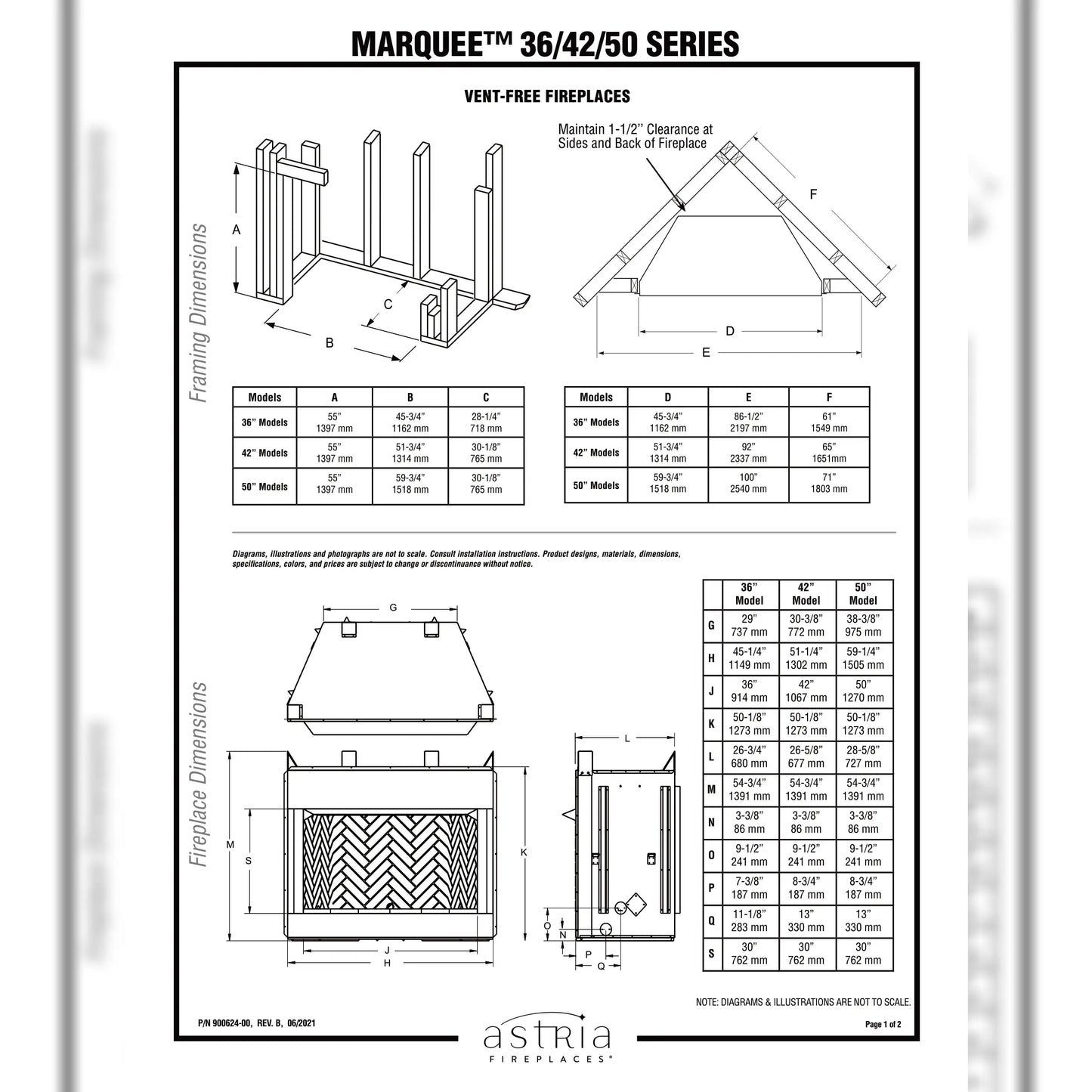 Astria Marquee Vent-Free Gas Firebox - 36"