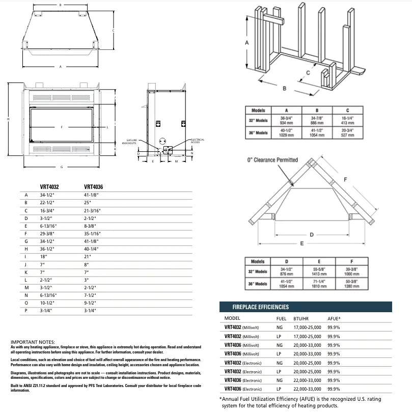 Superior VRT4032 Radiant Vent-Free Gas Fireplace - 32"