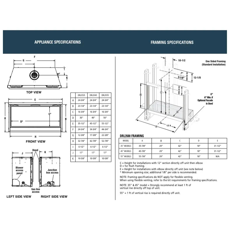Superior DRL3555 Linear Direct Vent Gas Fireplace - 55"