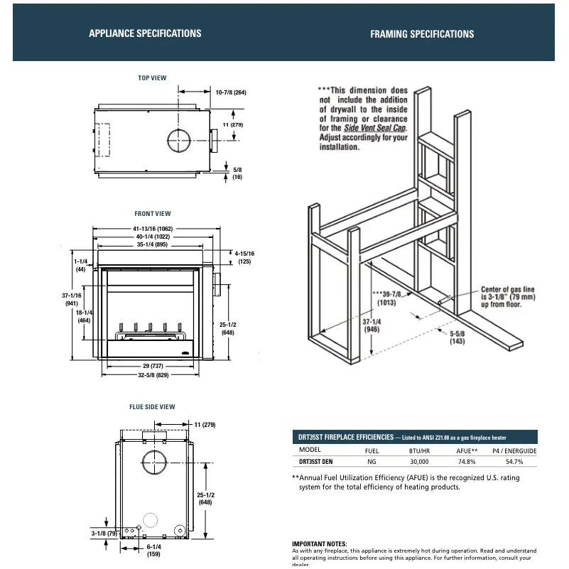Superior DRT35ST See-Through Direct Vent Gas Fireplace - 35"