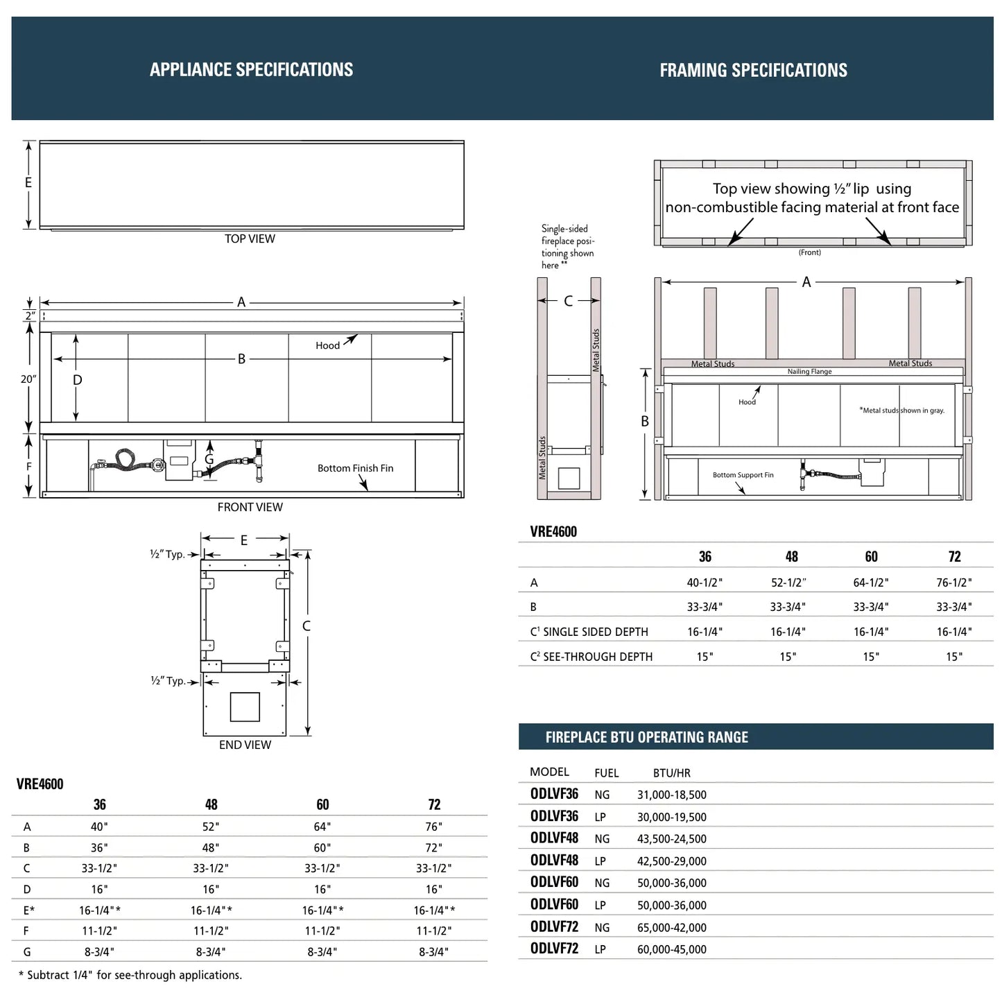 Superior VRE4636 Linear Outdoor Ventless Gas Fireplace - 36"