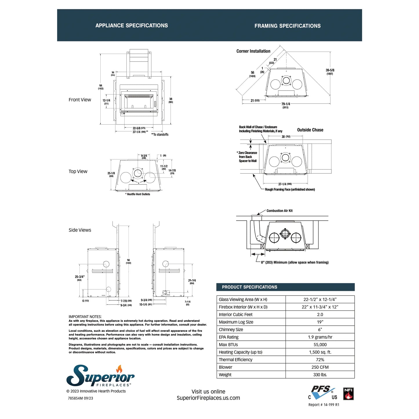 Superior WCT4920 EPA Certified Circulating Wood Burning Fireplace
