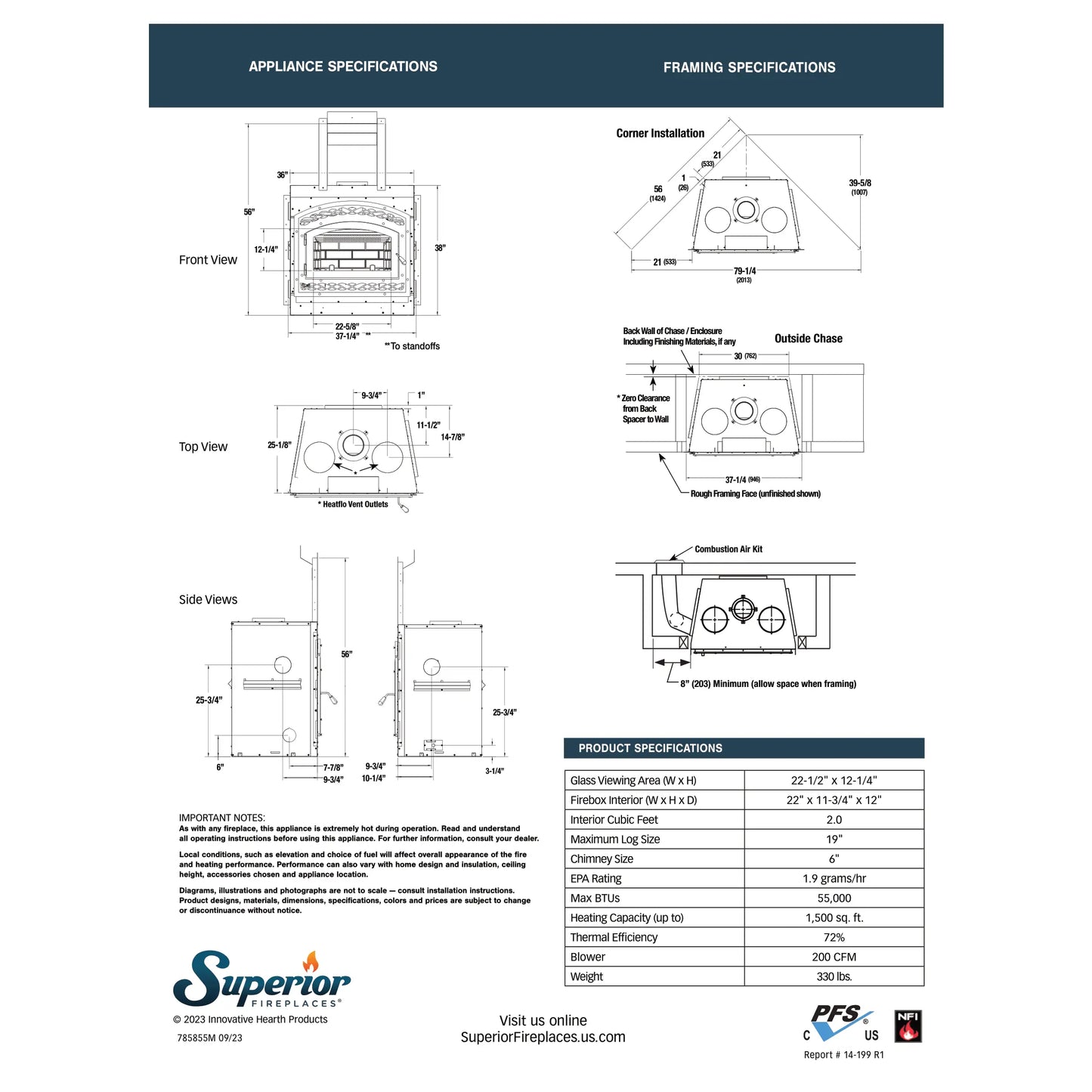 Superior WCT6920 EPA Certified Circulating Wood Burning Fireplace