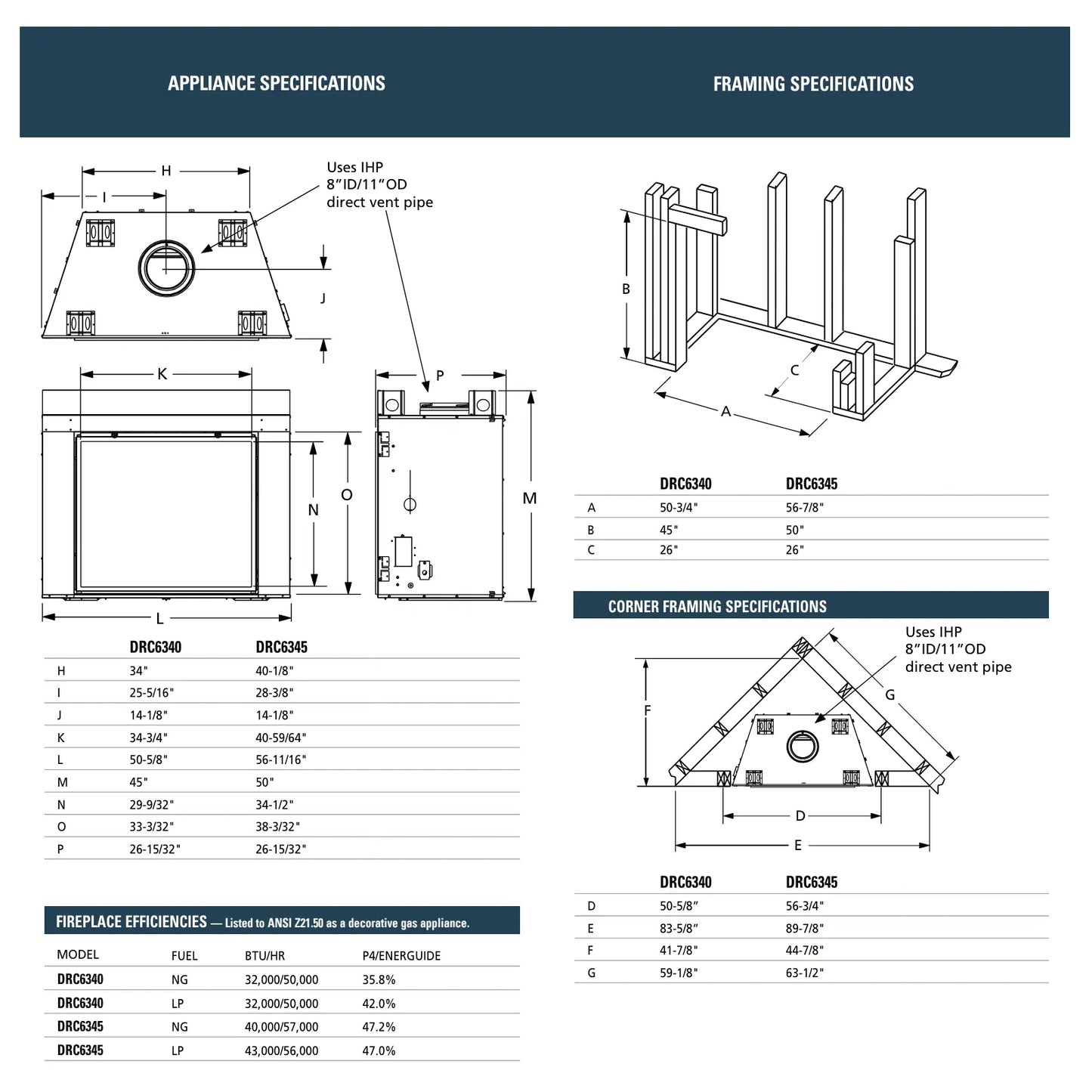 Superior DRC6345 Direct Vent Gas Fireplace - 45"
