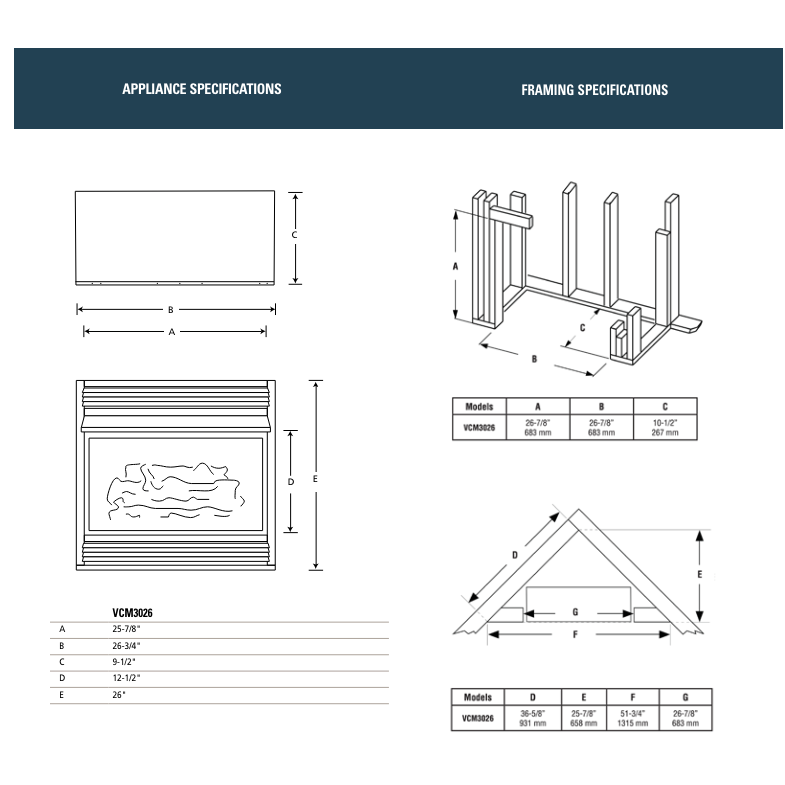 Superior VCM3026 Ventless Gas Fireplace - 26"