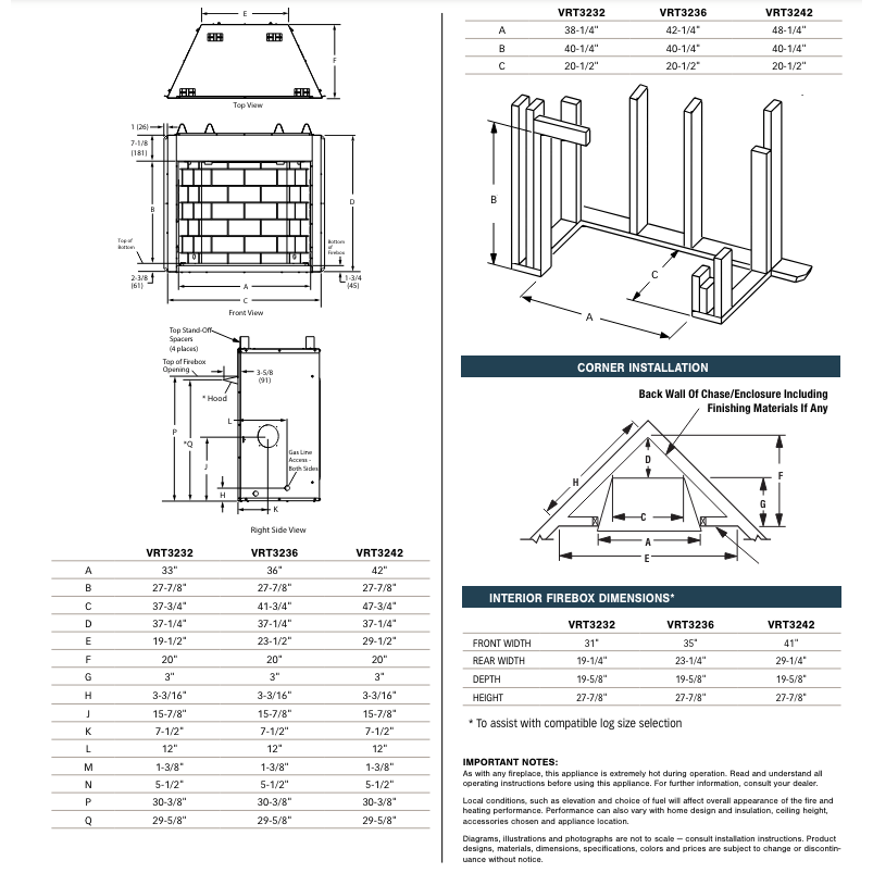 Superior VRT3232 Vent-Free Gas Firebox - 32"
