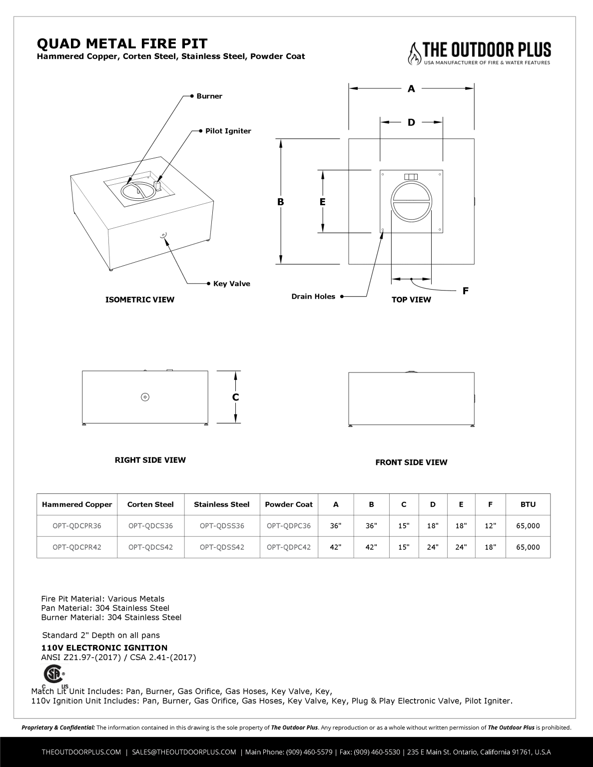 Outdoor Plus Quad Metal Fire Pit