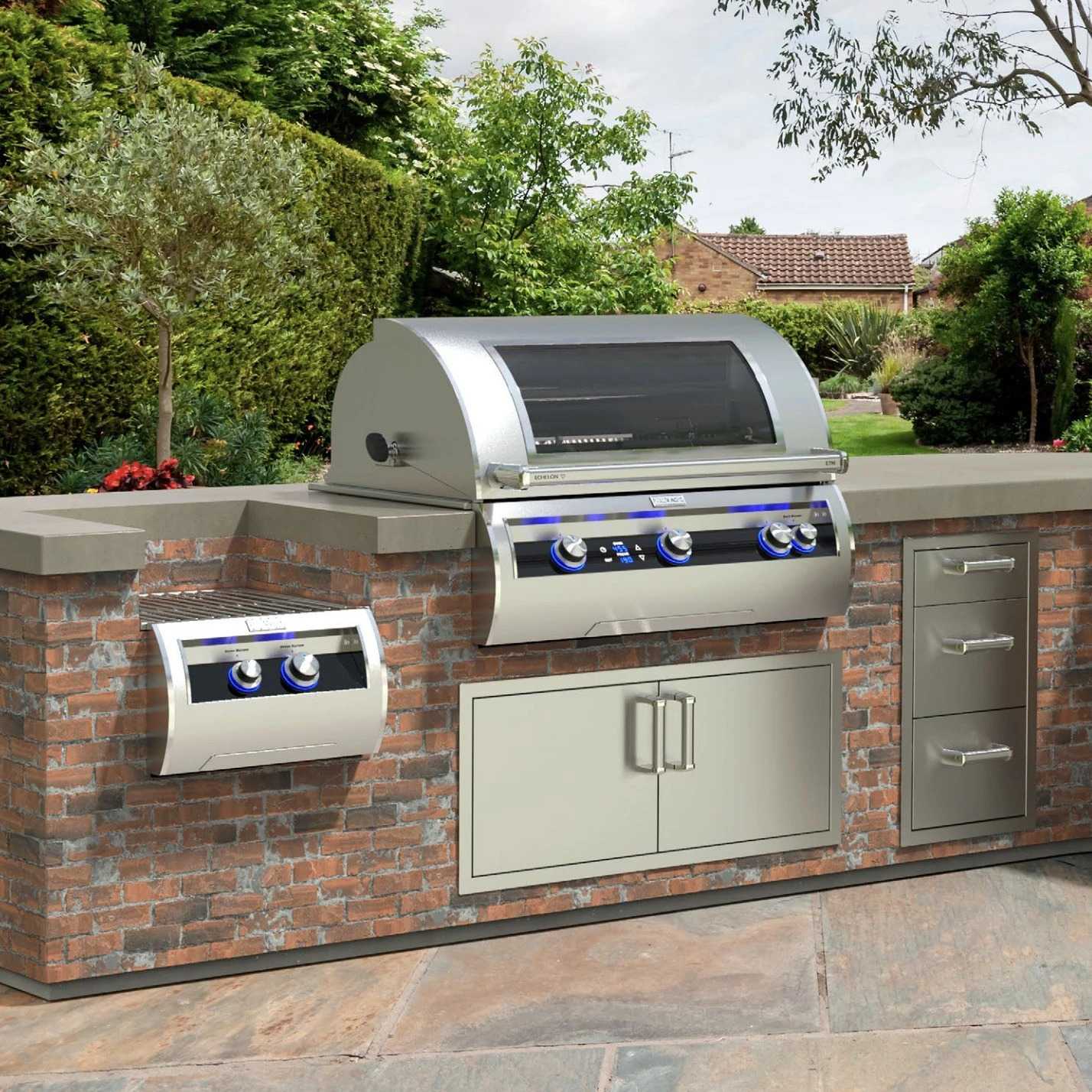 Fire Magic E1060i Echelon Built-in Gas Grill w/ Digital Thermometer, Black Glass Control Panel and Touchscreen, 48" x 22" Cooking Area (1,056 sq. in.)