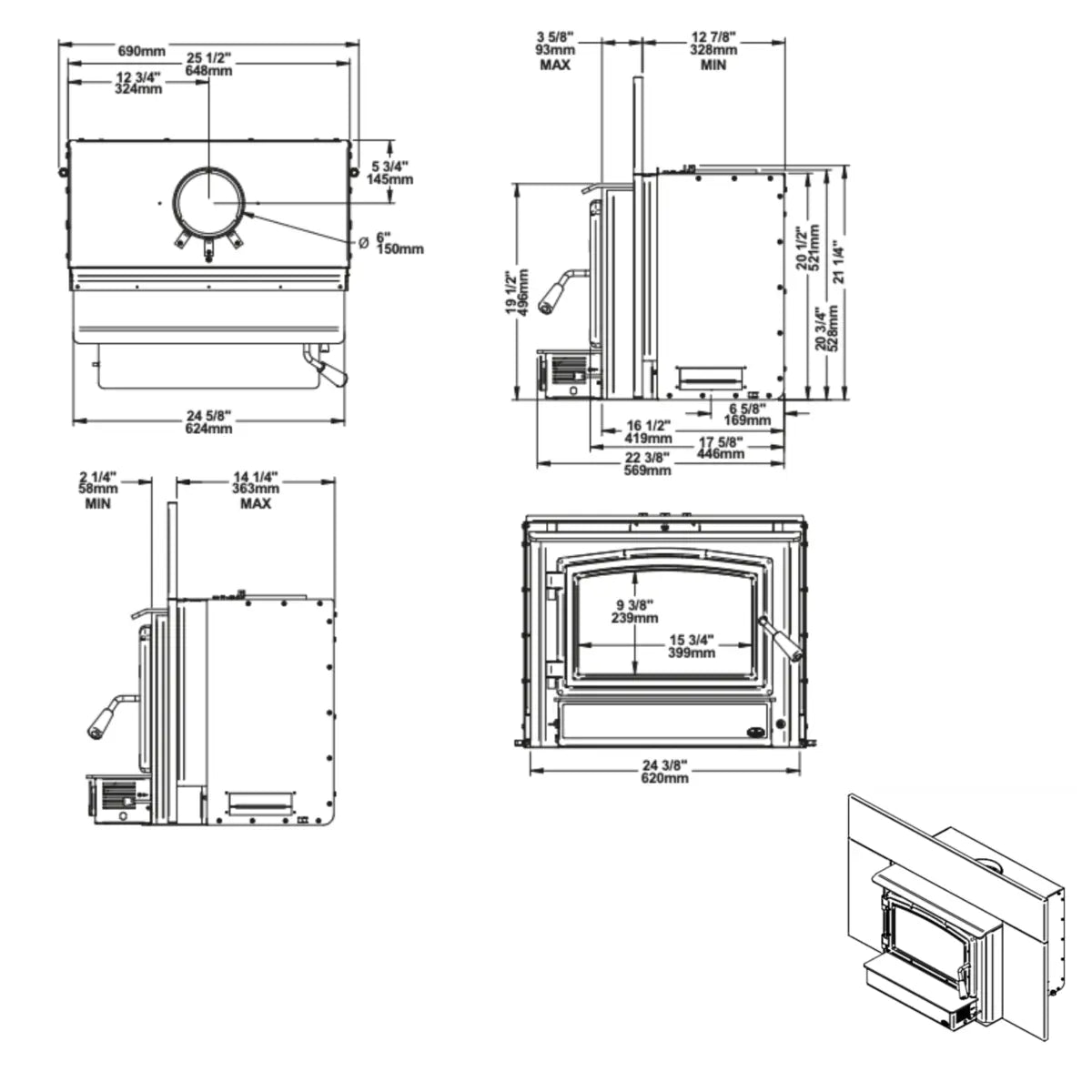 Osburn 1700 Wood Burning Insert - Includes Blower
