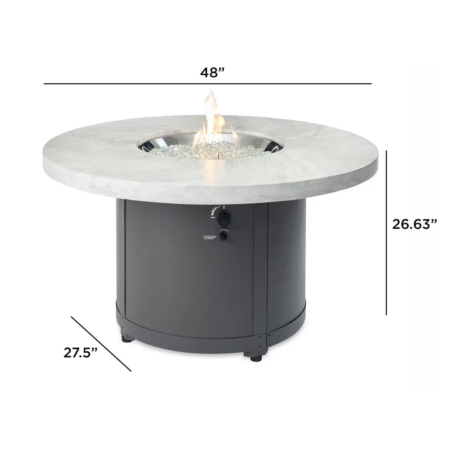 Outdoor GreatRoom Beacon Round Fire Pit Table - White Onyx