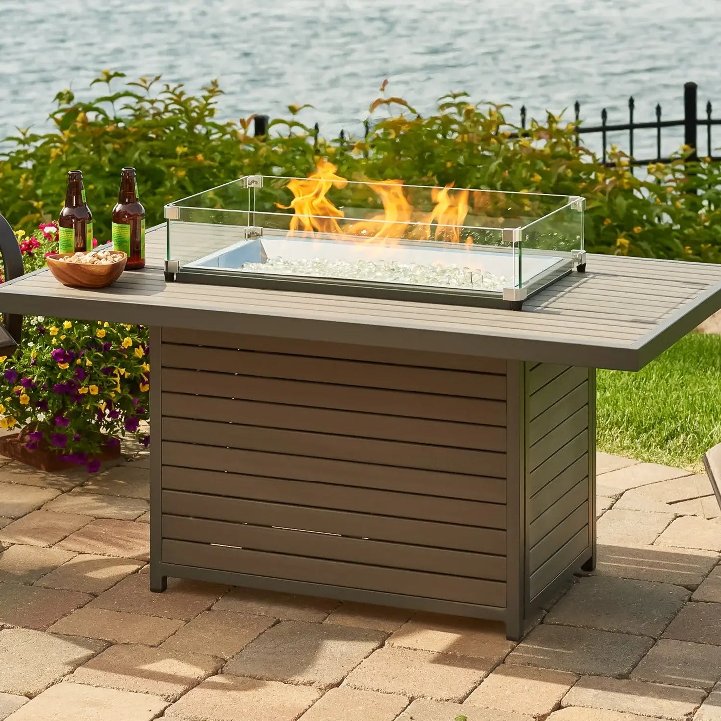 Outdoor GreatRoom Brooks Rectangular Fire Pit Table