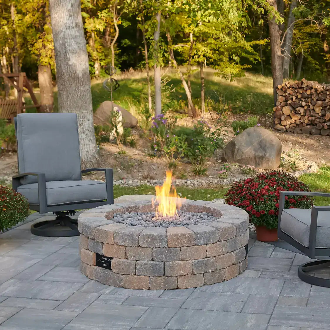 Outdoor GreatRoom Bronson Block Round Fire Pit Kit