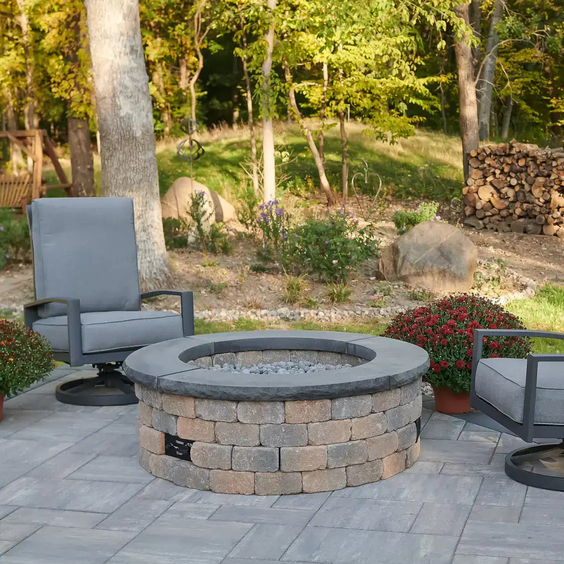 Outdoor GreatRoom Bronson Block Round Fire Pit Kit