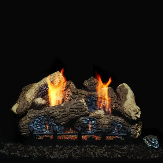Monessen Berkley Oak Refractory 7-Piece Gas Log Set includes Vent-Free Natural Blaze Burner