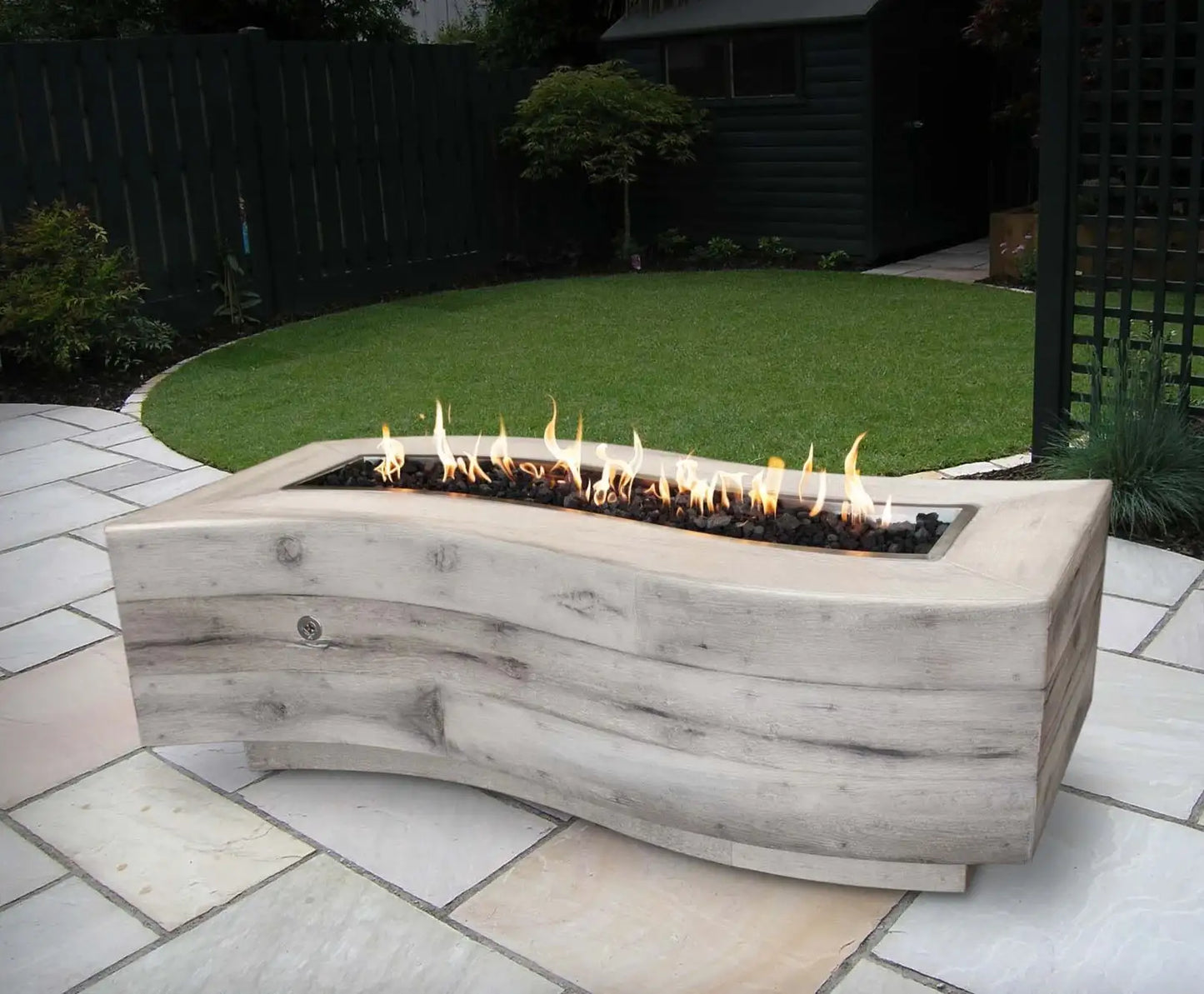 Outdoor Plus Big Sur Wood Grain Fire Pit - Concrete