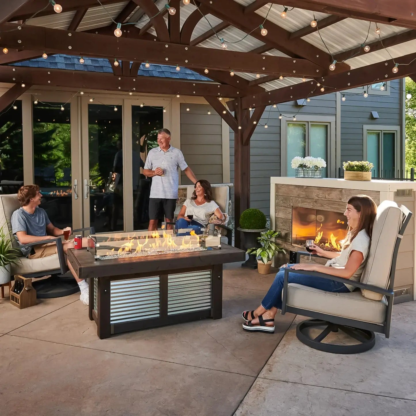 Outdoor GreatRoom Denali Brew Linear Fire Pit Table