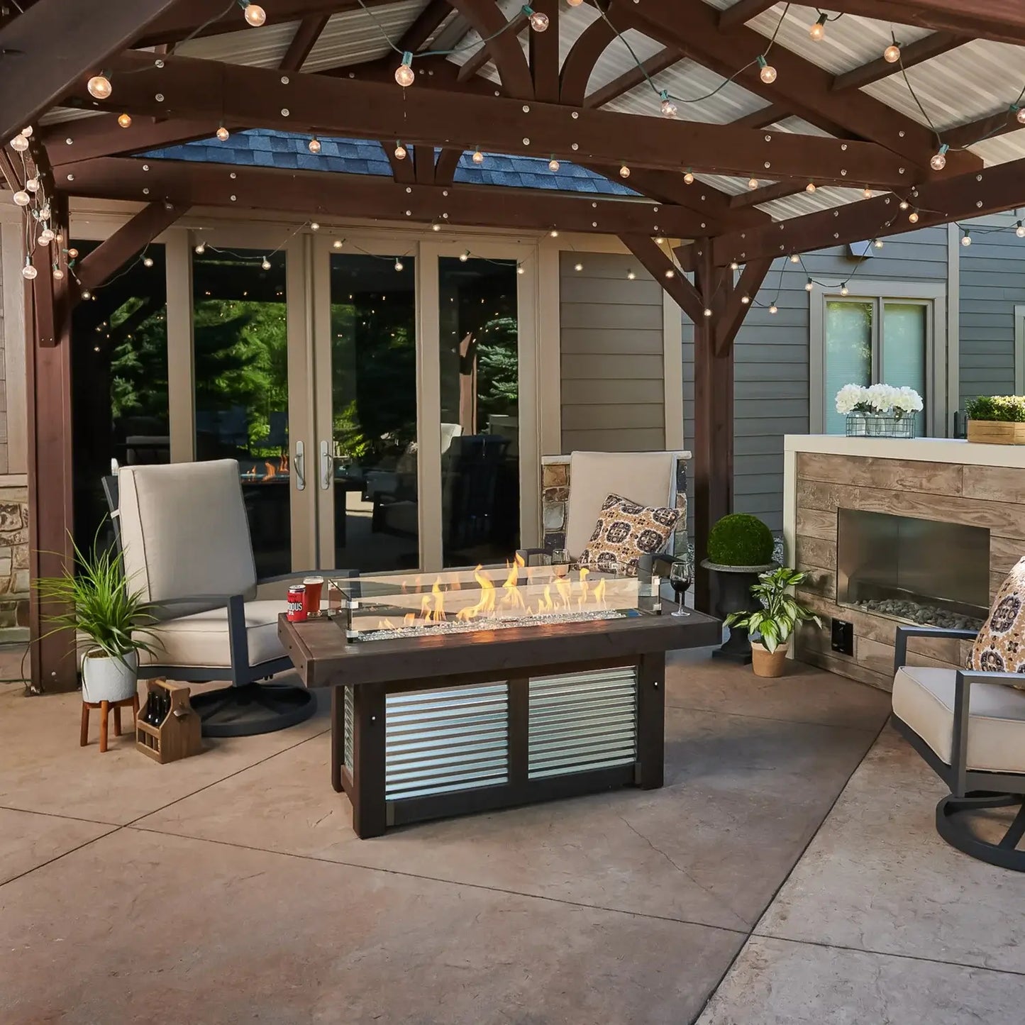 Outdoor GreatRoom Denali Brew Linear Fire Pit Table