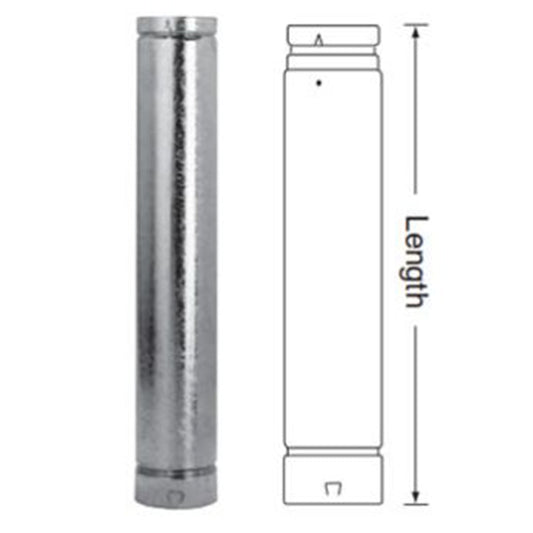 Duravent B-Vent 8" x 36" Round Rigid Pipe Length