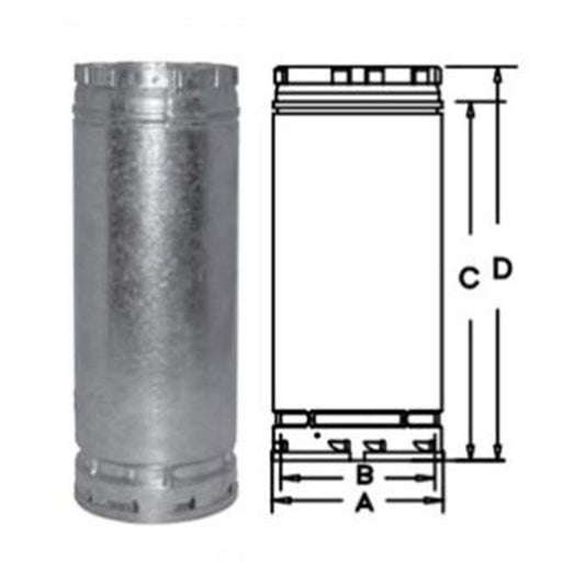 Duravent B-Vent 10" x 36" Round Rigid Pipe Length