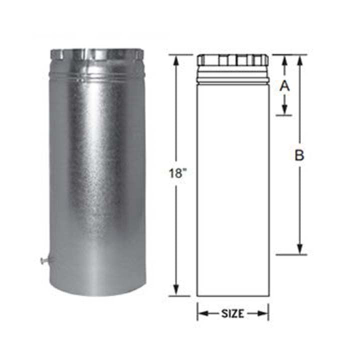 Duravent B-Vent 10" x 18" Round Rigid Pipe Length