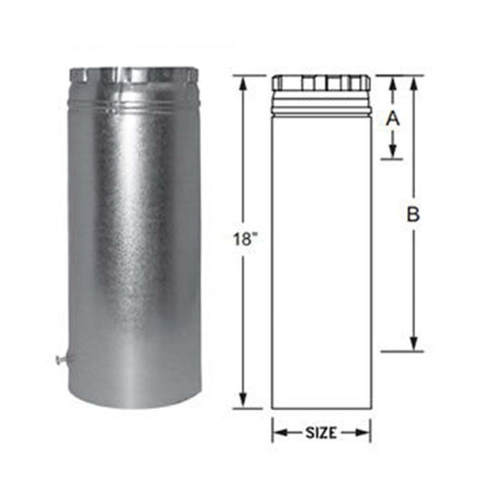 Duravent B-Vent 10" x 18" Round Rigid Pipe Length