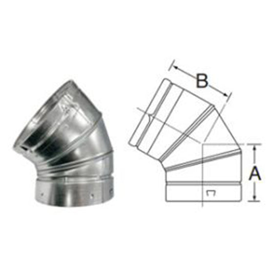 Duravent B-Vent 8" 45° Degree Elbow