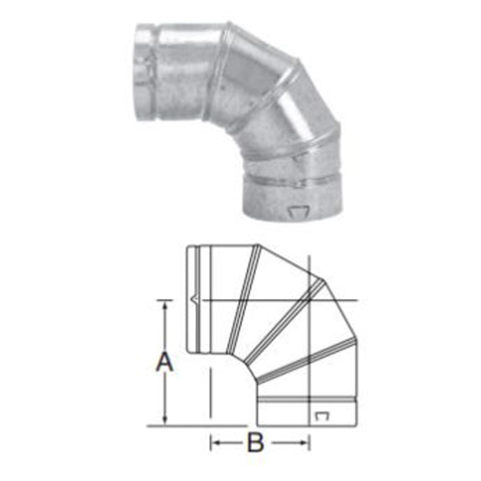 Duravent B-Vent 8" 90° Adjustable Elbow