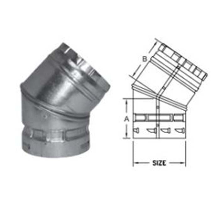 Duravent B-Vent 10" 45° Degree Elbow