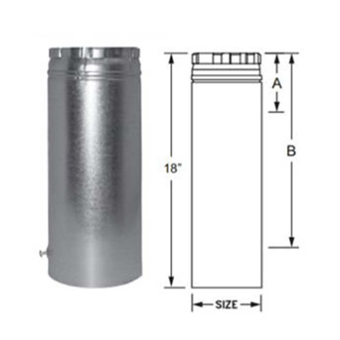 Duravent B-Vent 10" x 18" Adjustable Round Rigid Pipe Length