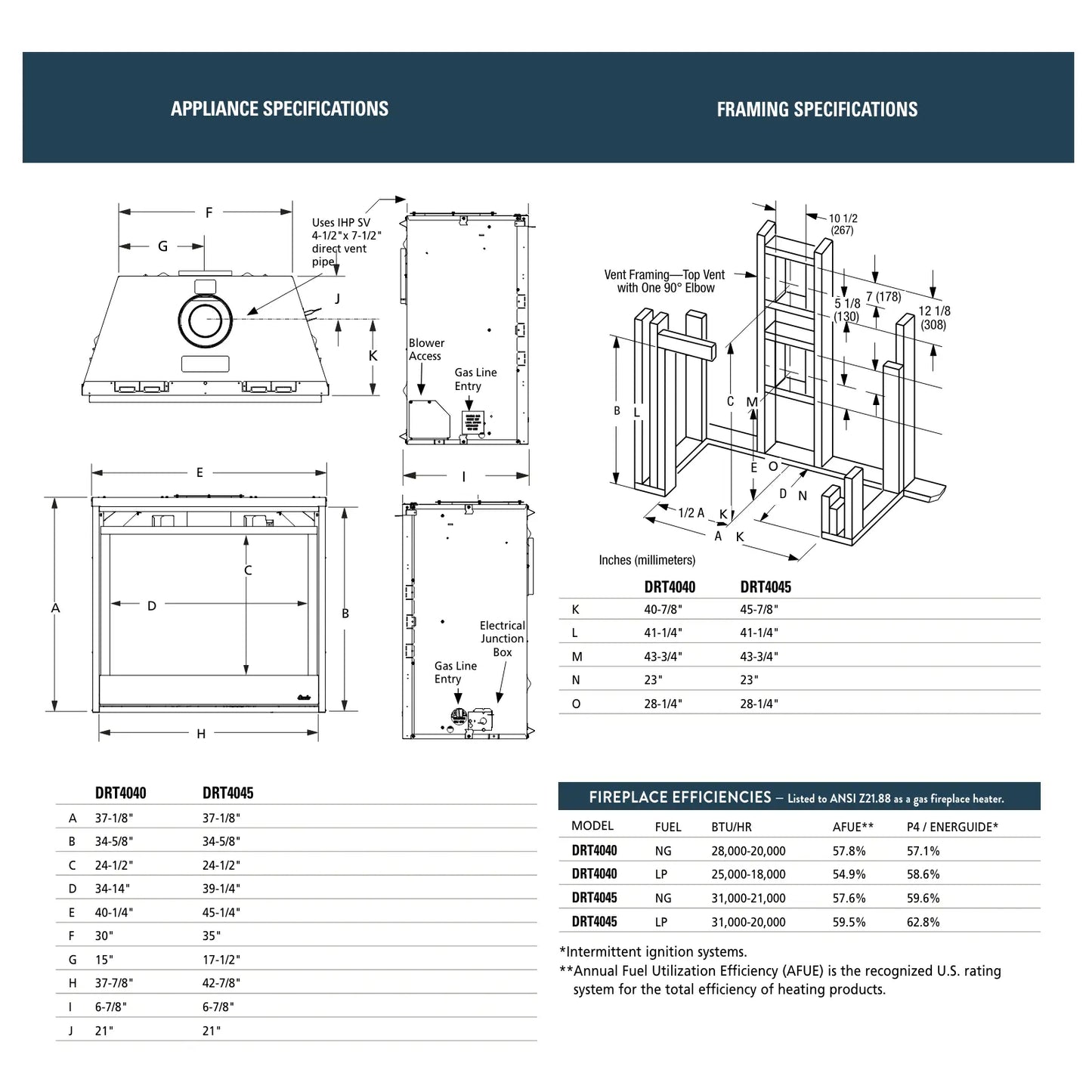 Superior DRT4045 Direct Vent Gas Fireplace - 45"