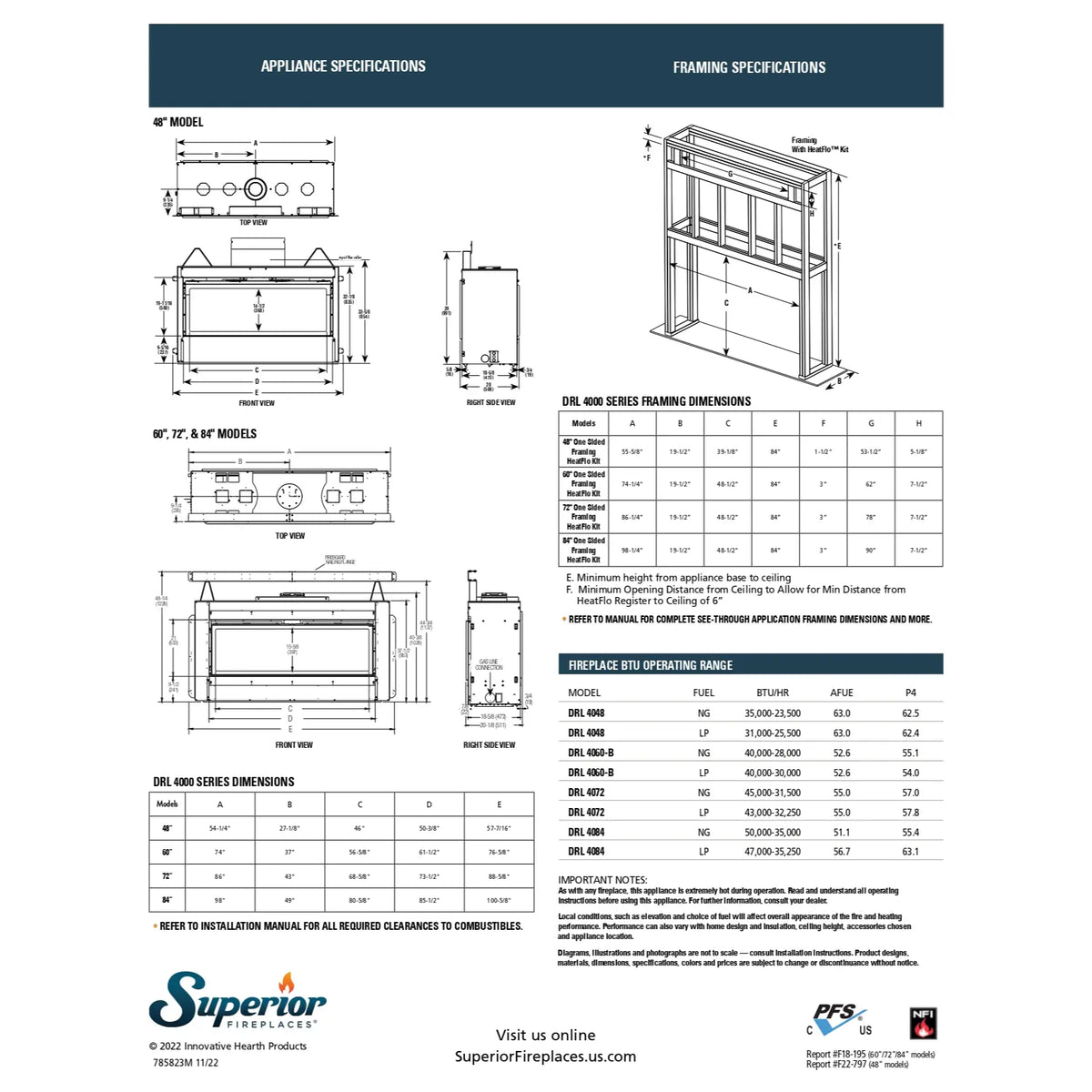 Superior DRL4060 Linear Direct Vent Gas Fireplace - 60" – The Great ...