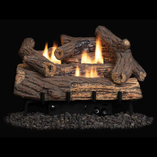 Superior Double-Flame Golden Oak Ventless Gas Log Set