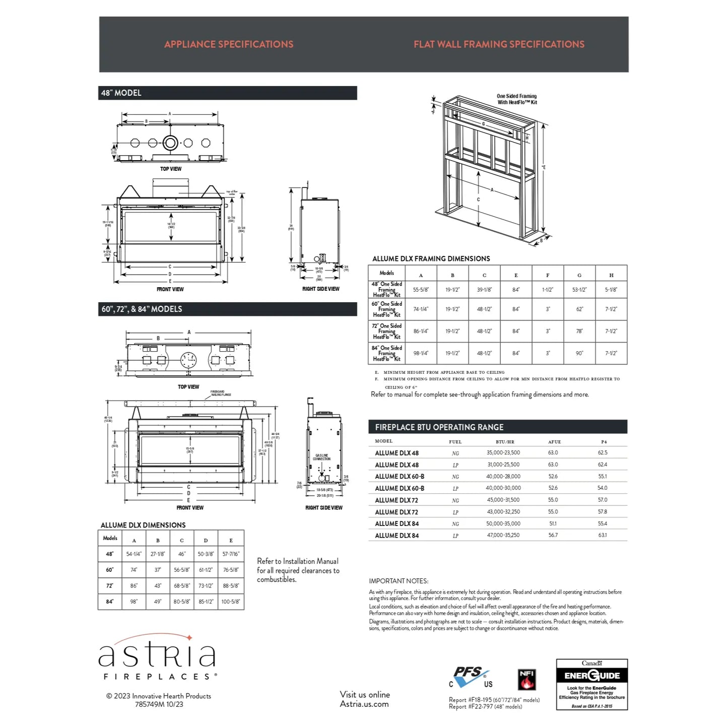 Astria Allume DLX Linear Direct Vent Gas Fireplace - 60"