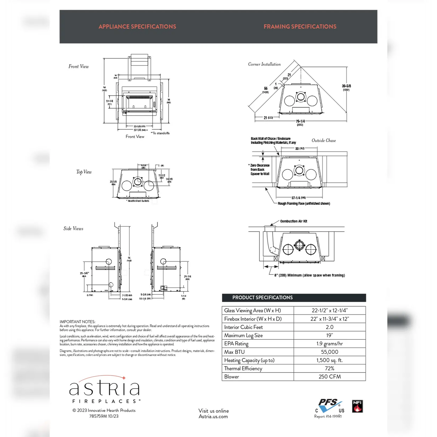 Astria Bainbridge BIS Wood Burning Fireplace