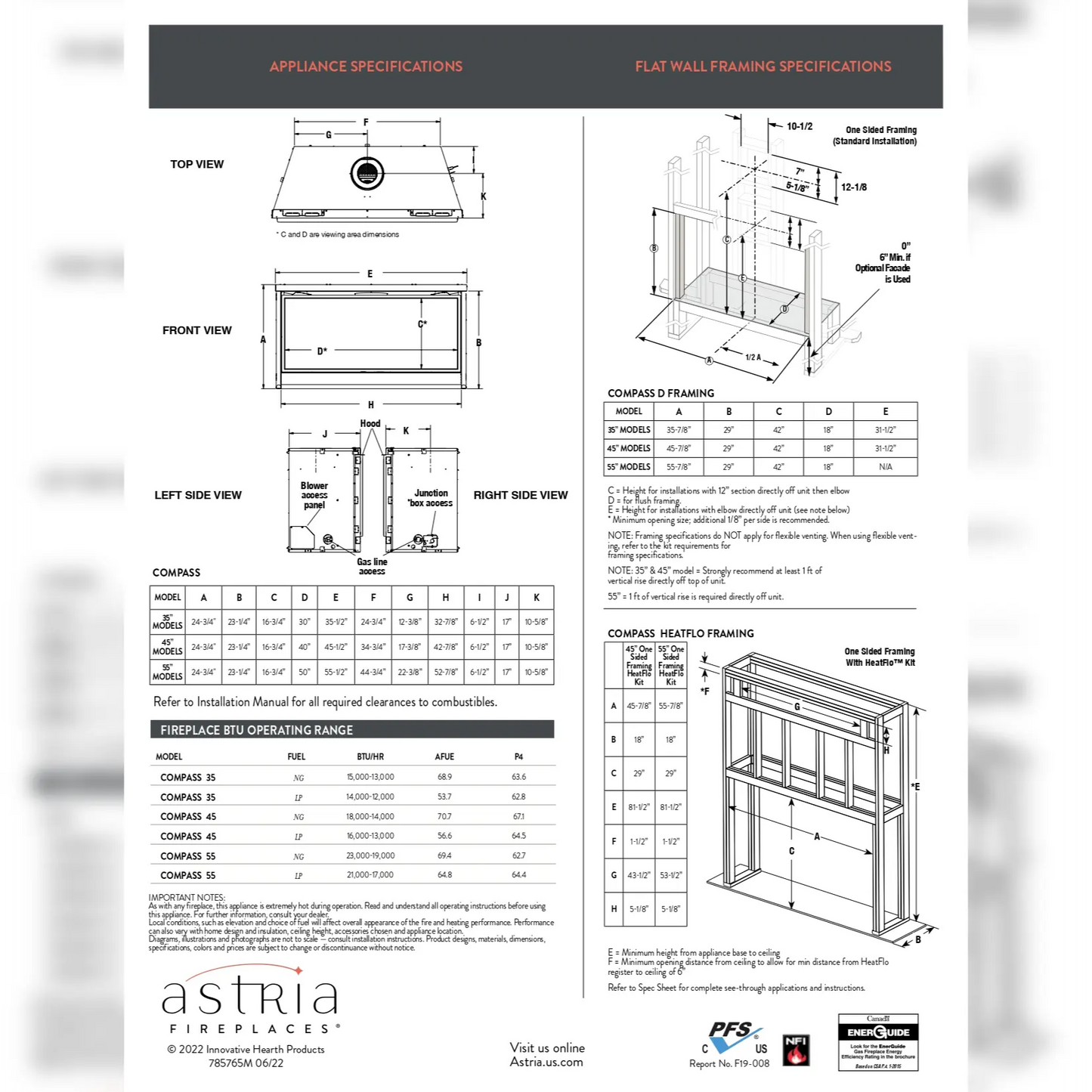 Astria Compass Linear Direct Vent Gas Fireplace - 35"