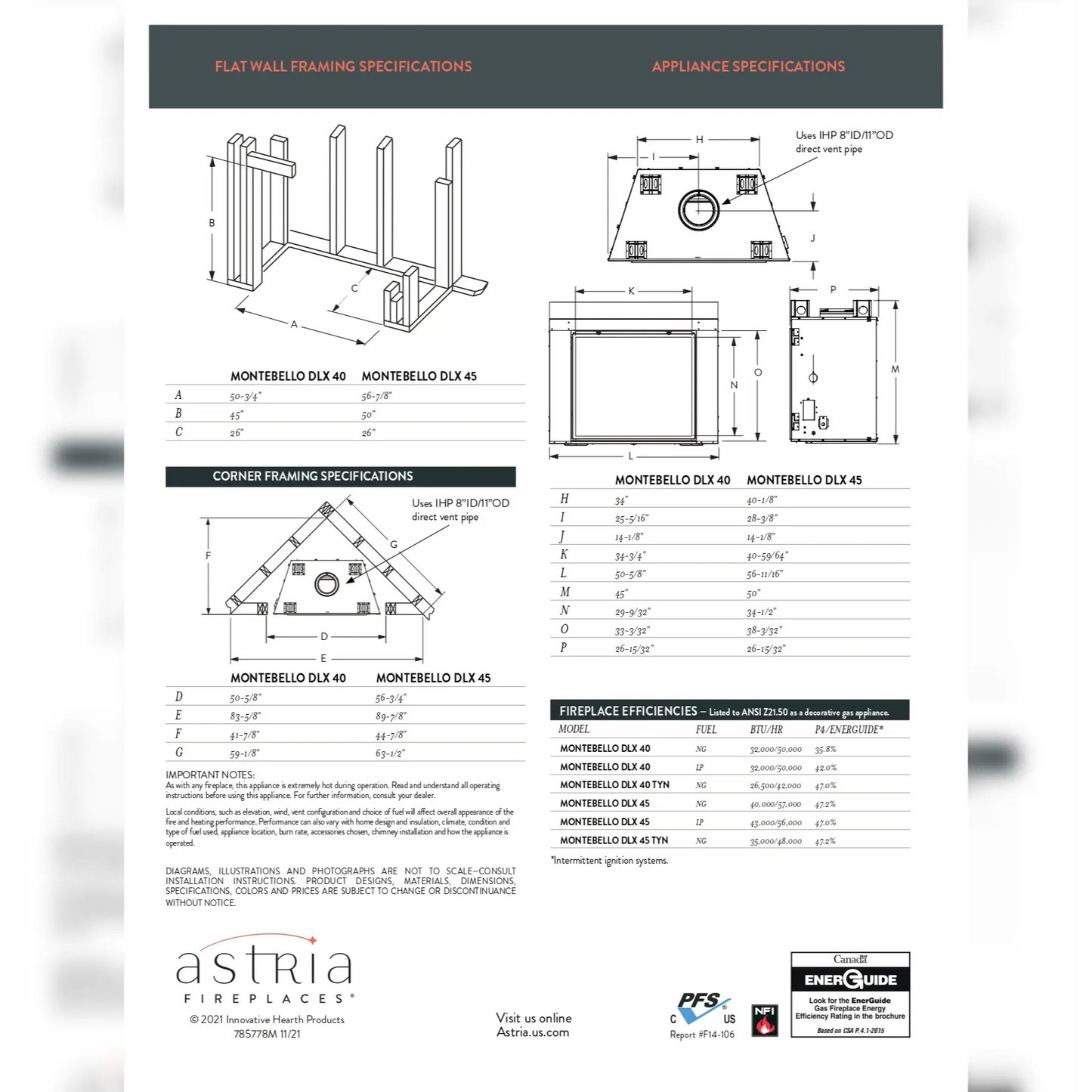 Astria Montebello DLX Direct Vent Gas Fireplace - 40"