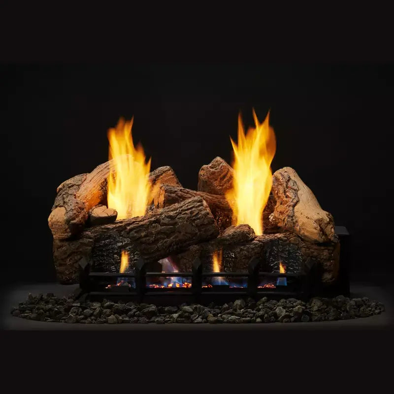 Monessen Berkley Oak Ceramic Fiber 7-Piece Gas Log Set includes Vent-Free Natural Blaze Burner