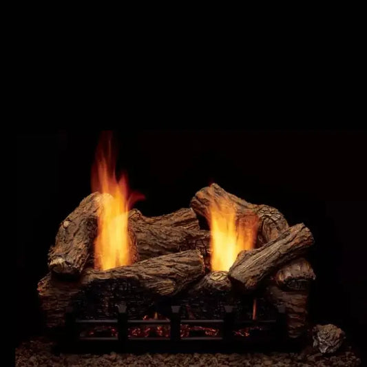 Monessen Highland Oak Refractory 7-Piece Gas Log Set includes Vent-Free Natural Blaze Burner