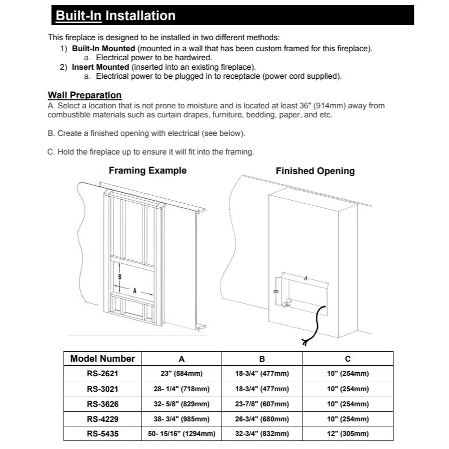 Modern Flames Redstone Built-in Electric Fireplace - 30", RS-3021